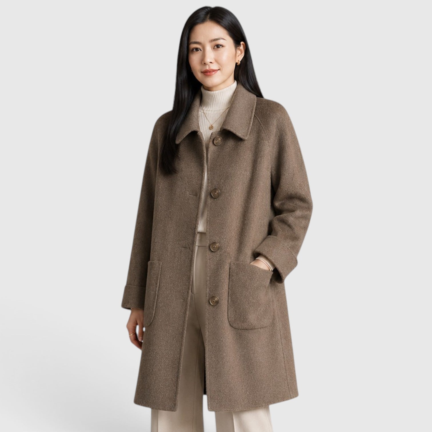 Monvaline | Women's Long Coat Slim Fit for Business Casual Wear