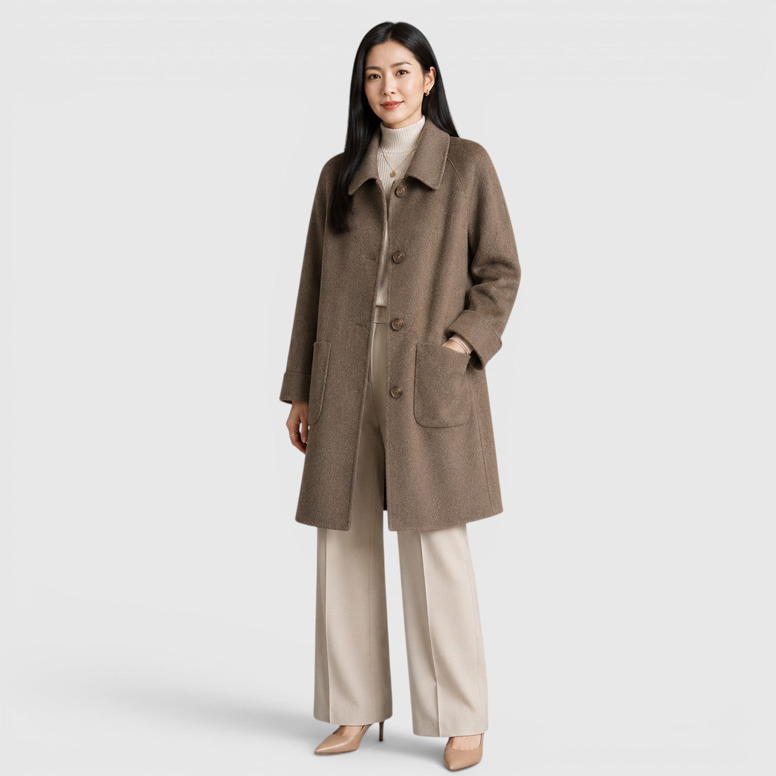 Monvaline | Women's Long Coat Slim Fit for Business Casual Wear