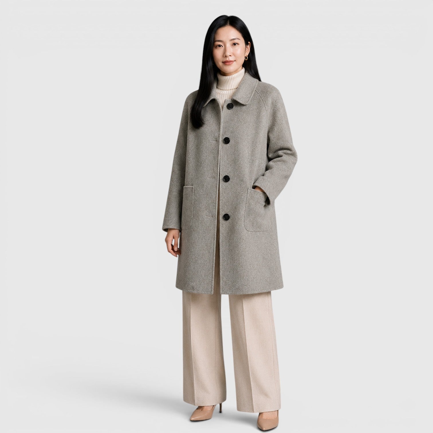 Monvaline | Women's Long Coat Slim Fit for Business Casual Wear