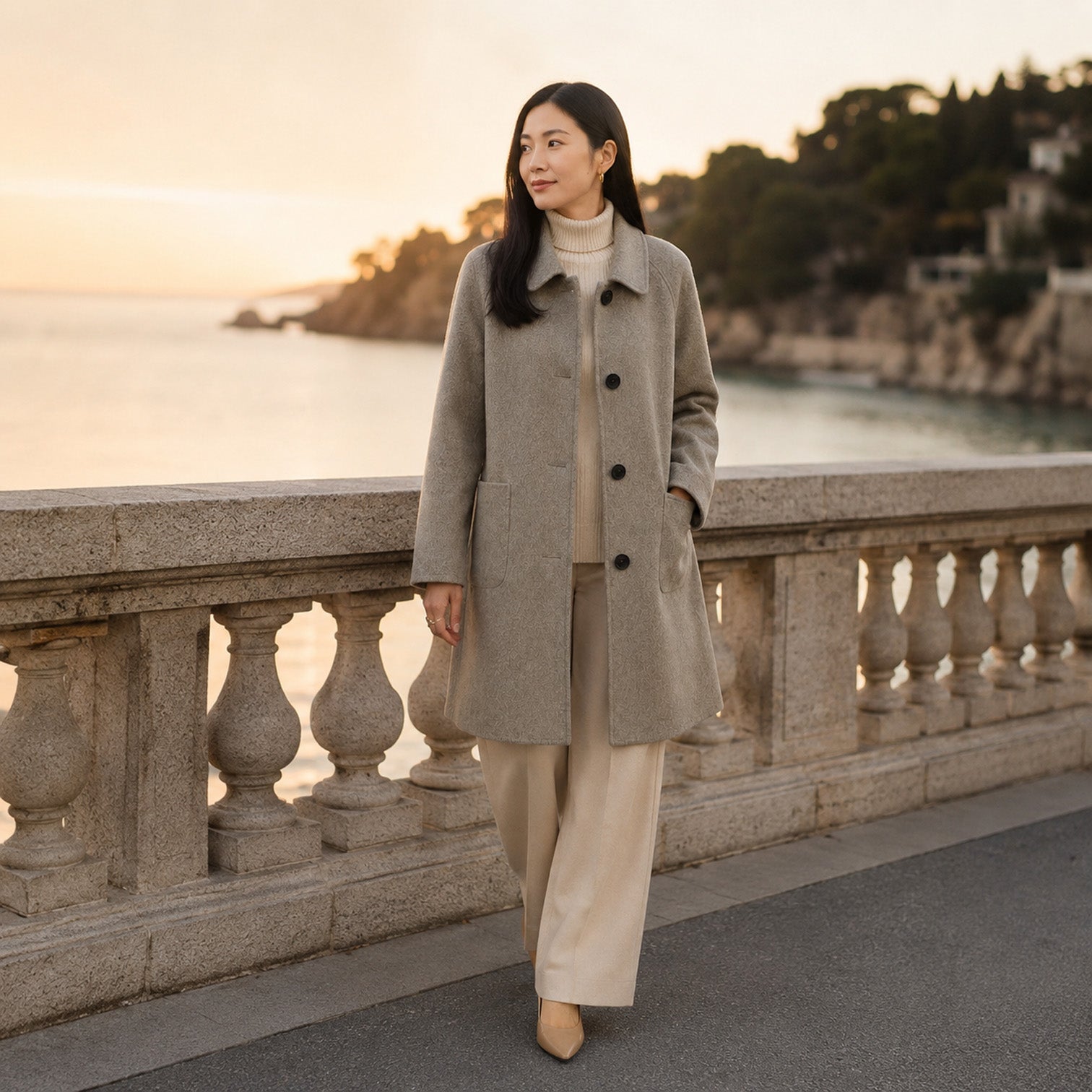 Monvaline | Women's Long Coat Slim Fit for Business Casual Wear