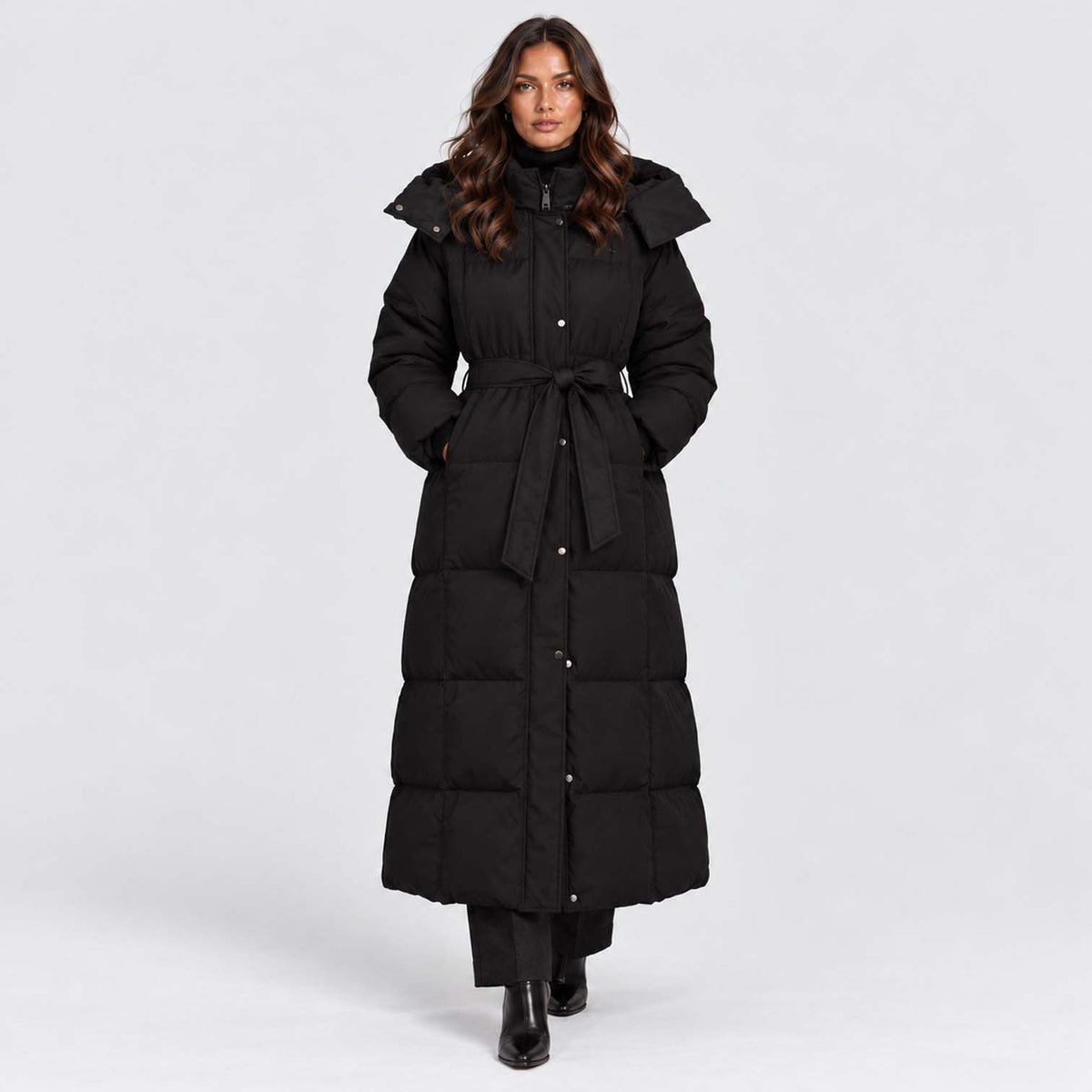 Monvaline | Women's Long Hooded Puffer Coat Quilted Winter Jacket