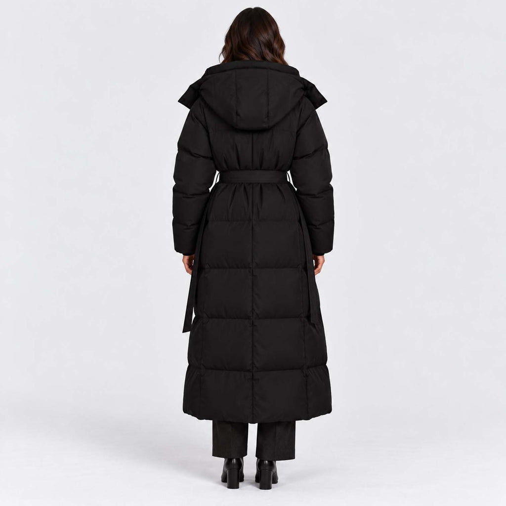 Monvaline | Women's Long Hooded Puffer Coat Quilted Winter Jacket
