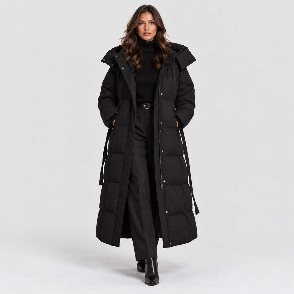 Monvaline | Women's Long Hooded Puffer Coat Quilted Winter Jacket