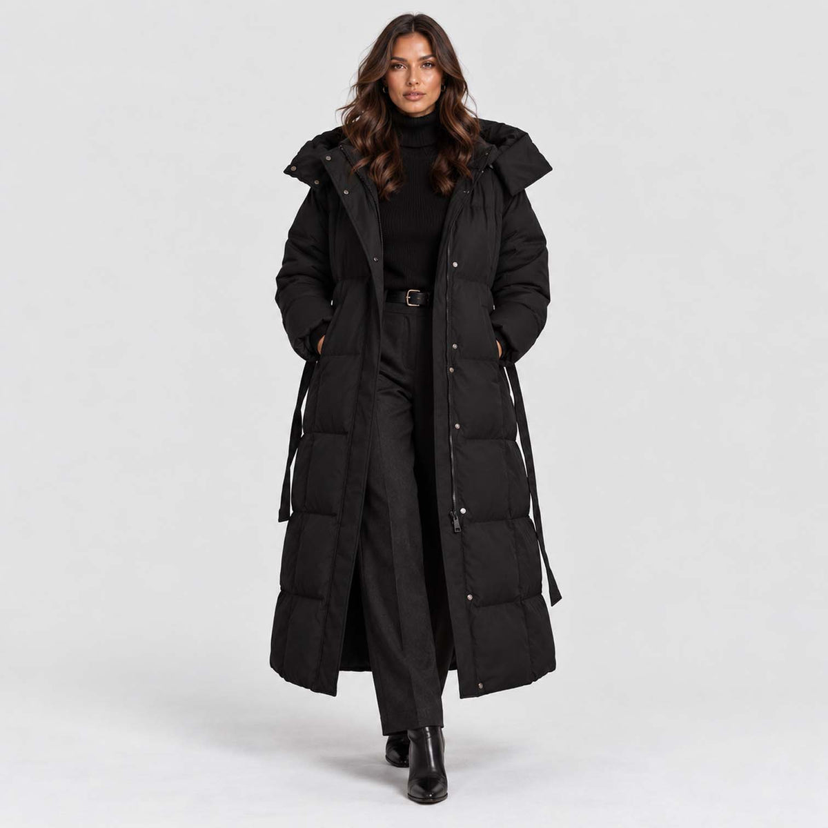 Monvaline | Women's Long Hooded Puffer Coat Quilted Winter Jacket