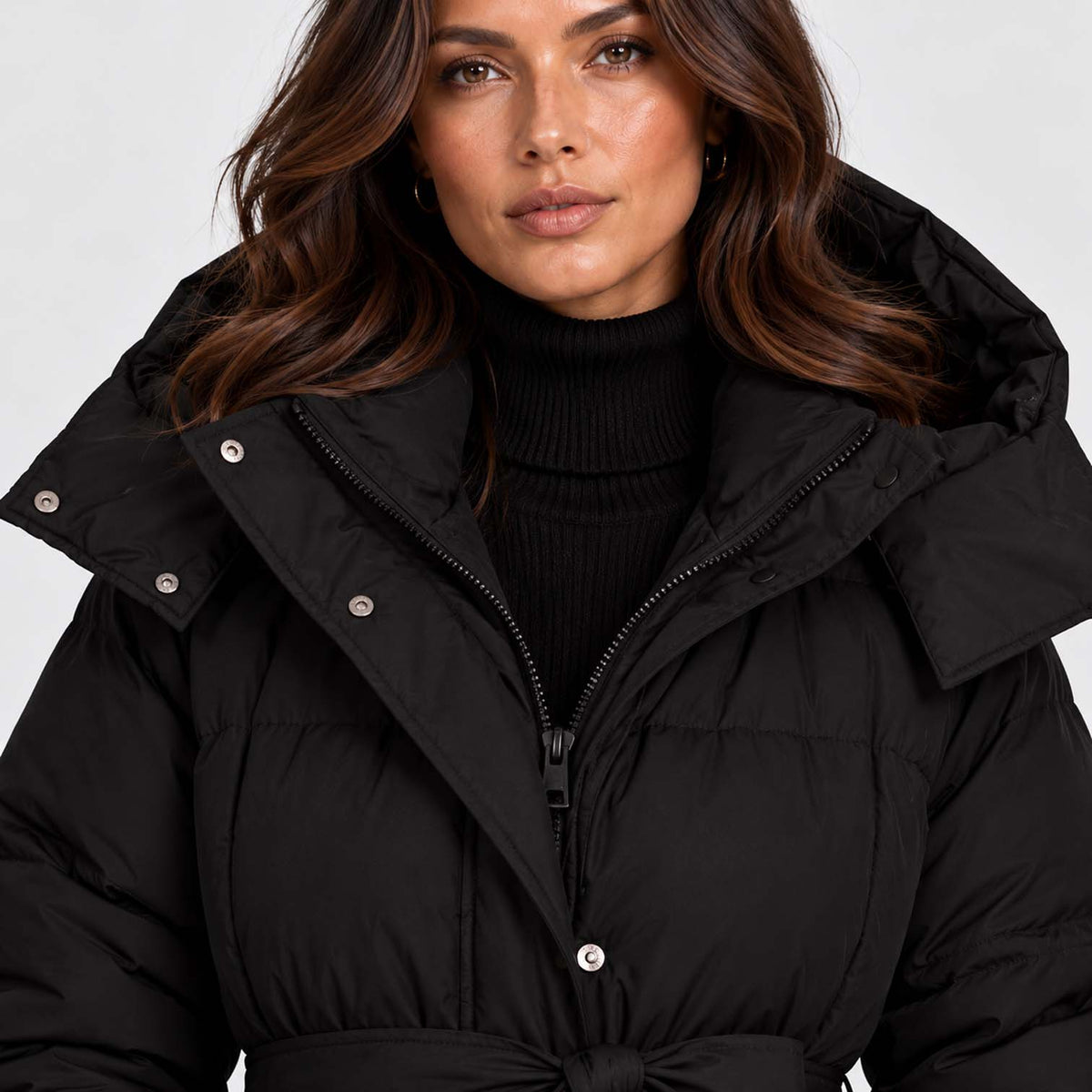 Monvaline | Women's Long Hooded Puffer Coat Quilted Winter Jacket