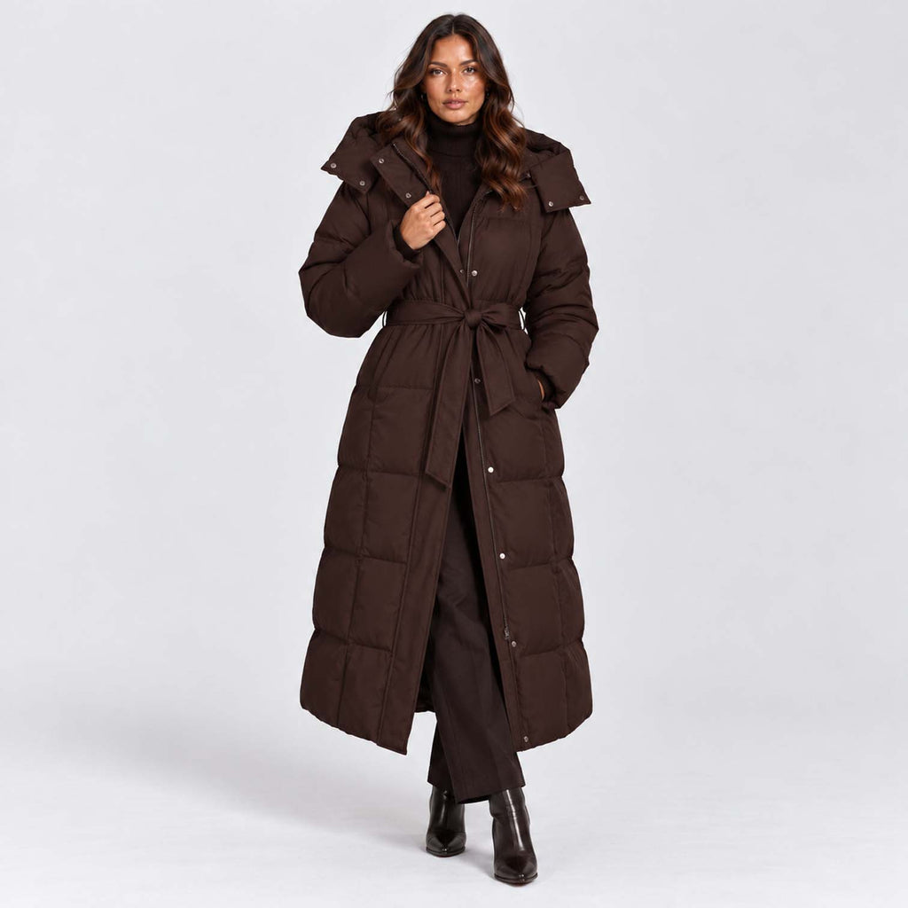Monvaline | Women's Long Hooded Puffer Coat Quilted Winter Jacket