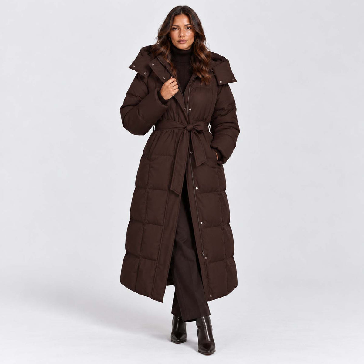 Monvaline | Women's Long Hooded Puffer Coat Quilted Winter Jacket