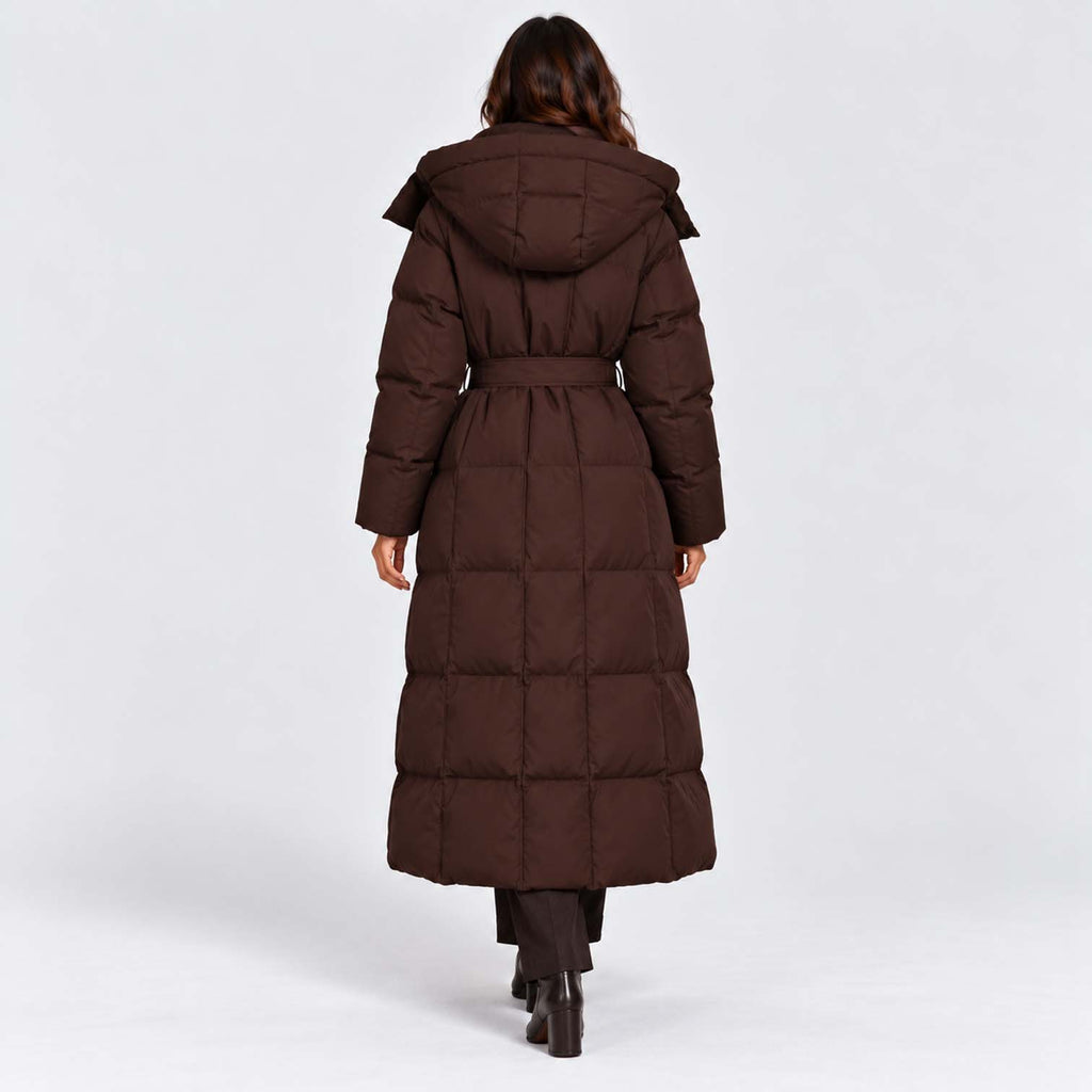 Monvaline | Women's Long Hooded Puffer Coat Quilted Winter Jacket