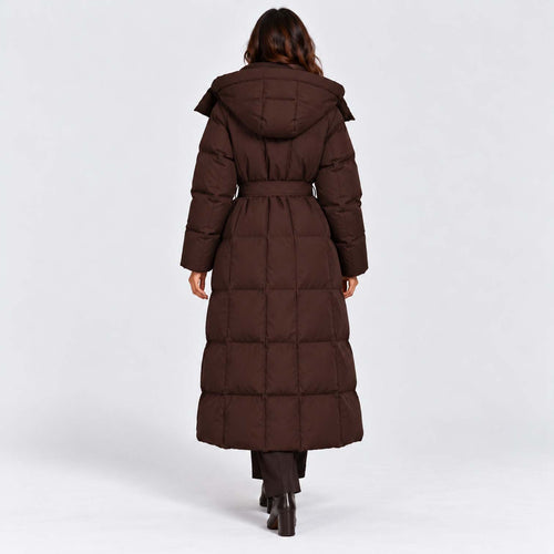 Monvaline | Women's Long Hooded Puffer Coat Quilted Winter Jacket