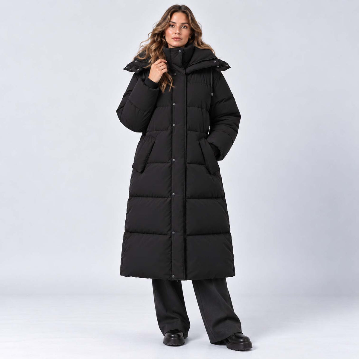 Monvaline | Women's Long Hooded Puffer Jacket Padded Winter Coat