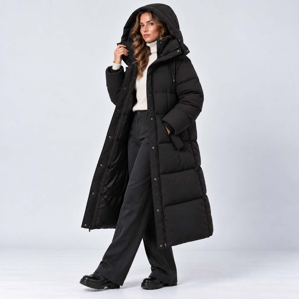 Monvaline | Women's Long Hooded Puffer Jacket Padded Winter Coat