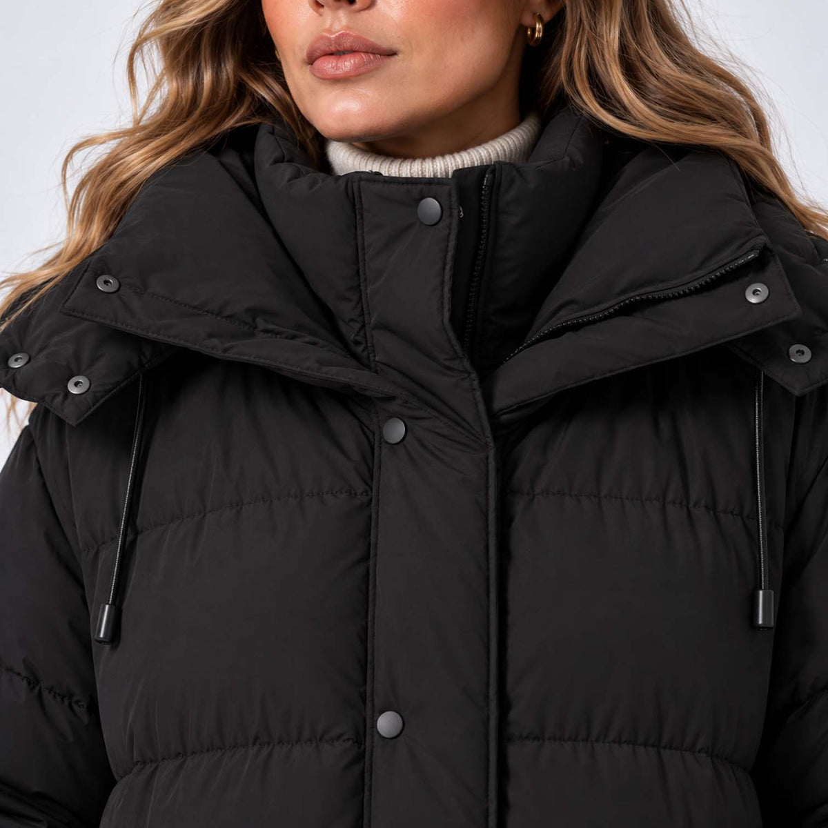Monvaline | Women's Long Hooded Puffer Jacket Padded Winter Coat
