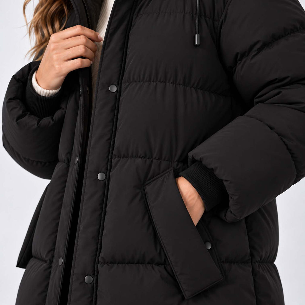 Monvaline | Women's Long Hooded Puffer Jacket Padded Winter Coat