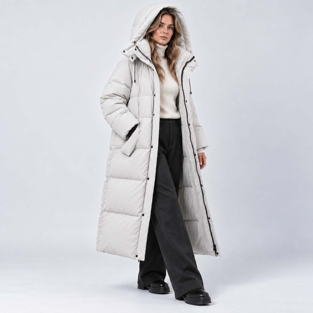 Monvaline | Women's Long Hooded Puffer Jacket Padded Winter Coat
