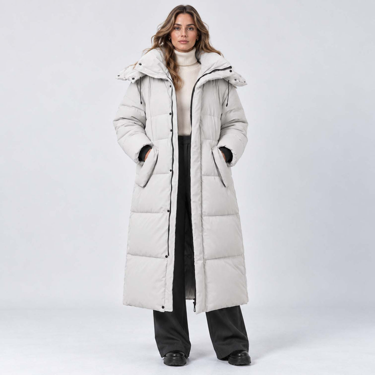 Monvaline | Women's Long Hooded Puffer Jacket Padded Winter Coat