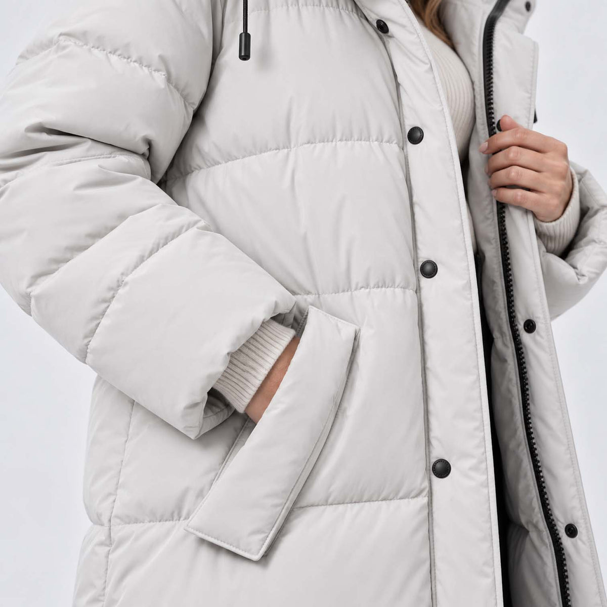 Monvaline | Women's Long Hooded Puffer Jacket Padded Winter Coat