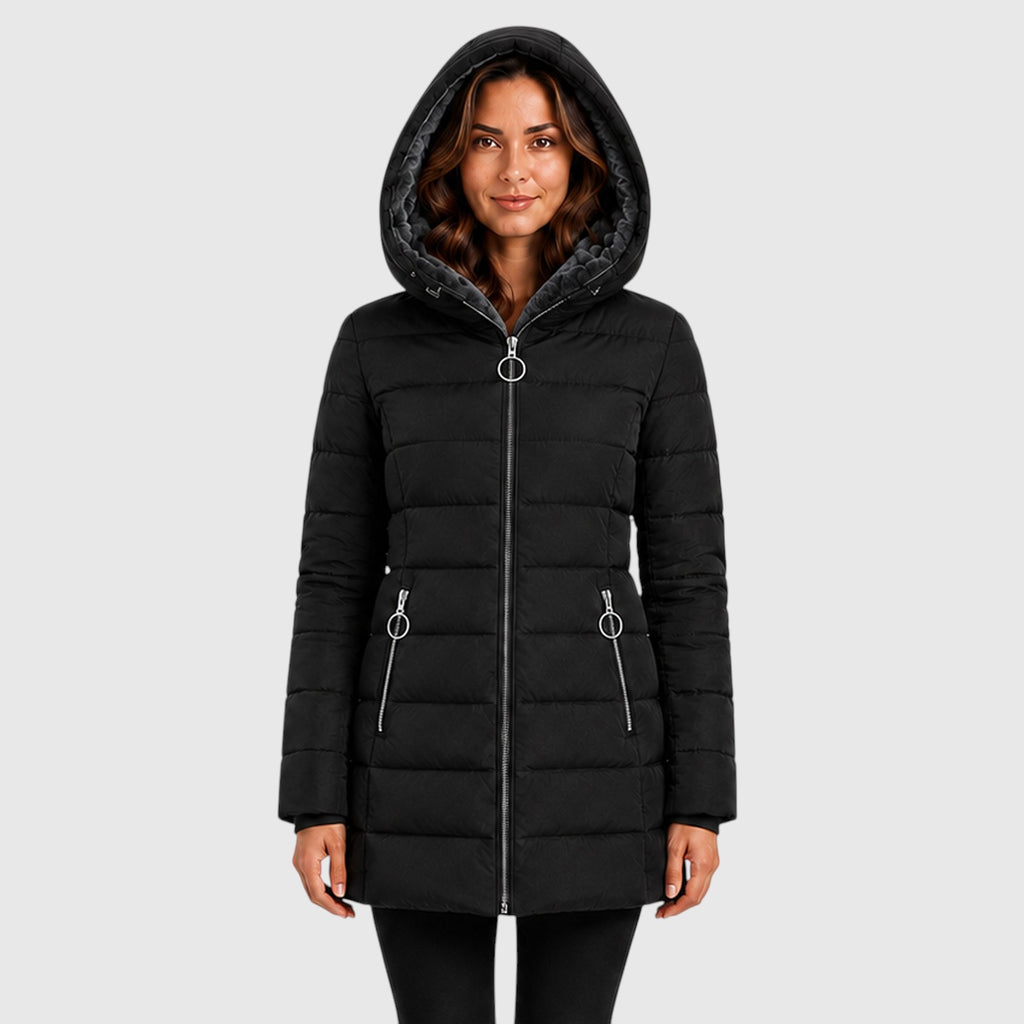 Monvaline | Women's Long Hooded Puffer Jacket Warm Insulated Coat