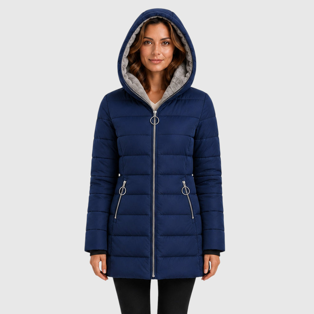 Monvaline | Women's Long Hooded Puffer Jacket Warm Insulated Coat