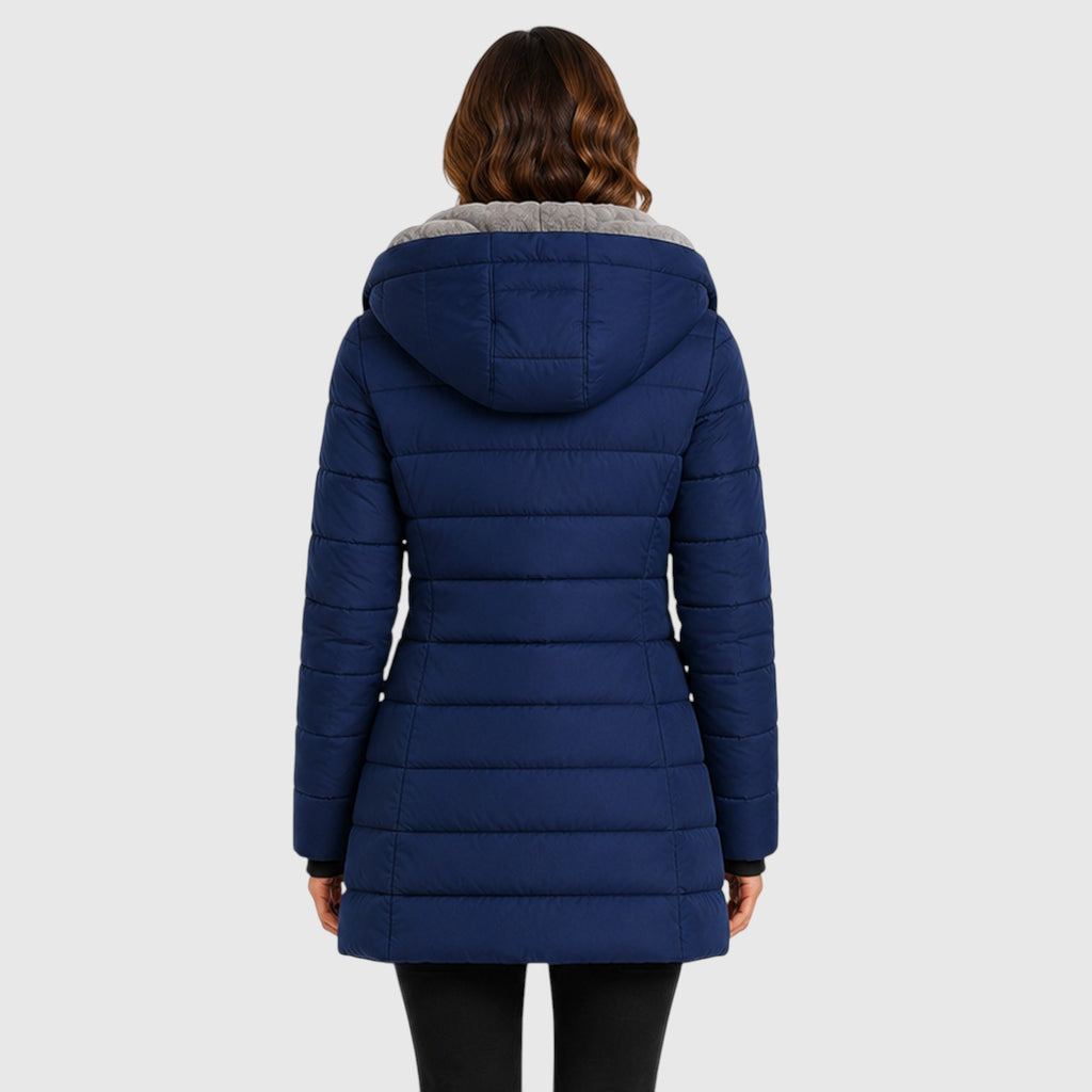 Monvaline | Women's Long Hooded Puffer Jacket Warm Insulated Coat
