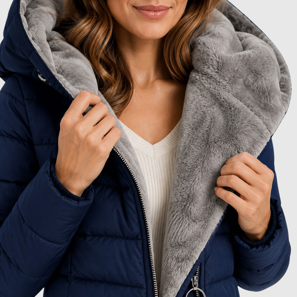 Monvaline | Women's Long Hooded Puffer Jacket Warm Insulated Coat