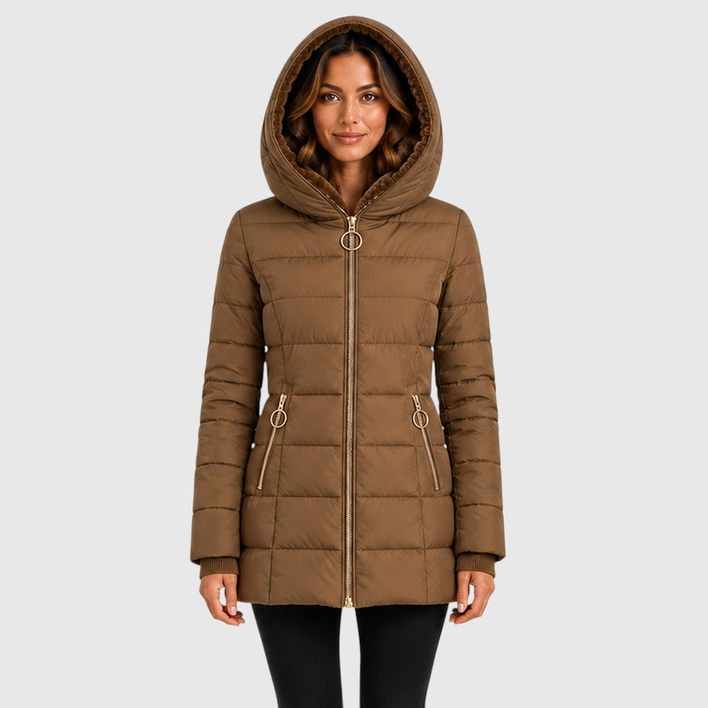 Monvaline | Women's Long Hooded Puffer Jacket Warm Insulated Coat