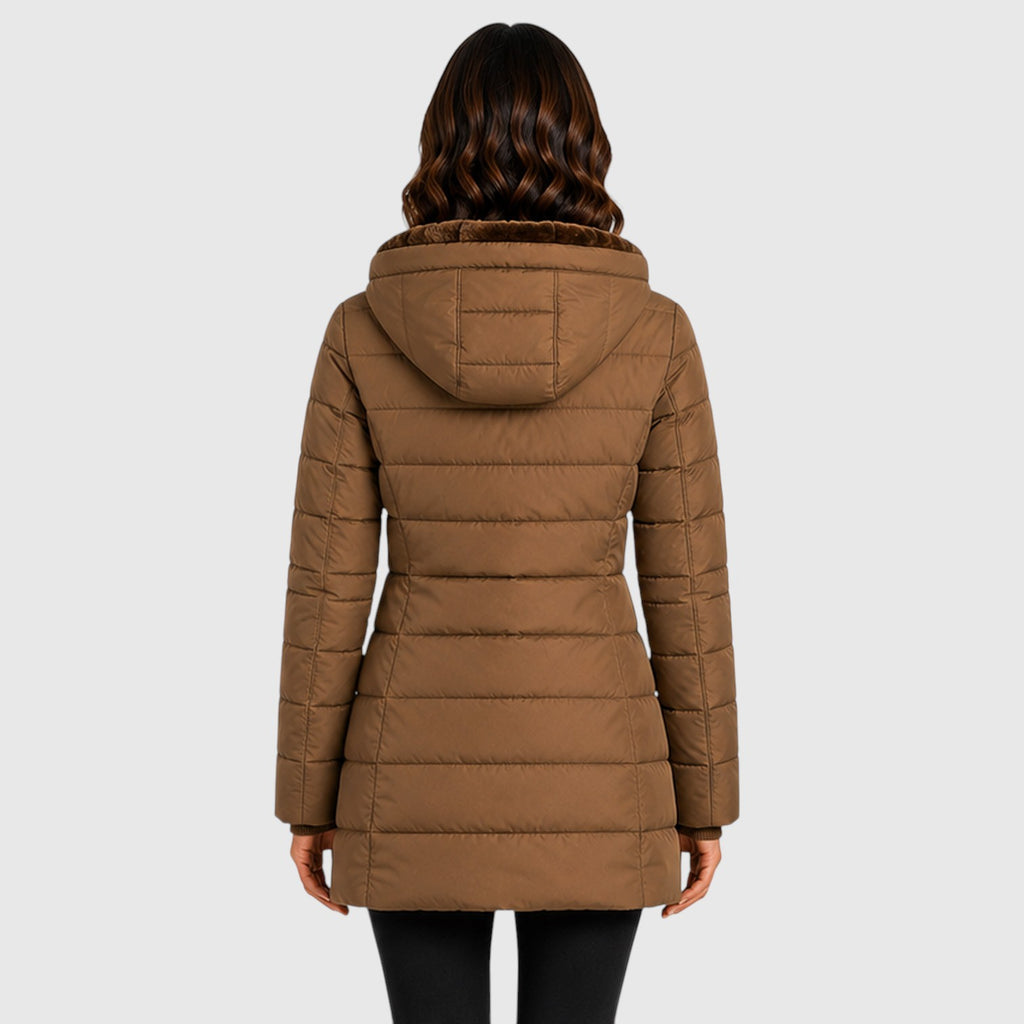 Monvaline | Women's Long Hooded Puffer Jacket Warm Insulated Coat