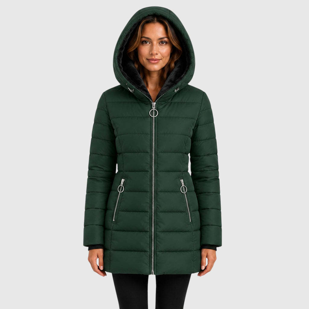 Monvaline | Women's Long Hooded Puffer Jacket Warm Insulated Coat