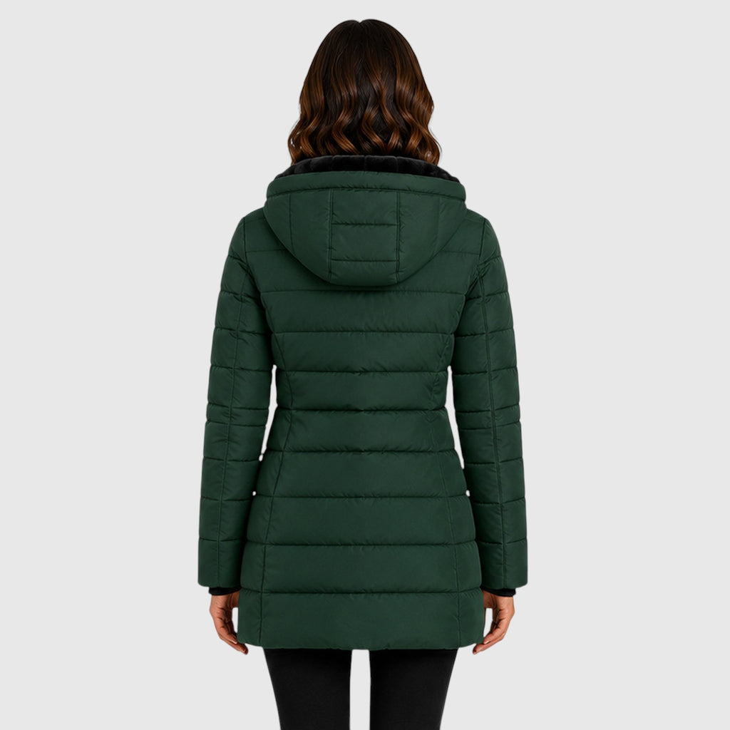 Monvaline | Women's Long Hooded Puffer Jacket Warm Insulated Coat
