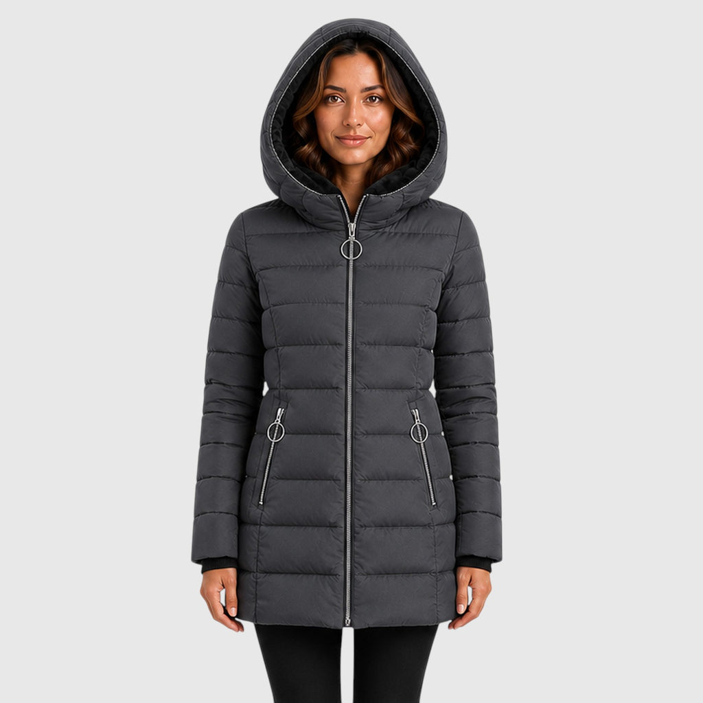 Monvaline | Women's Long Hooded Puffer Jacket Warm Insulated Coat