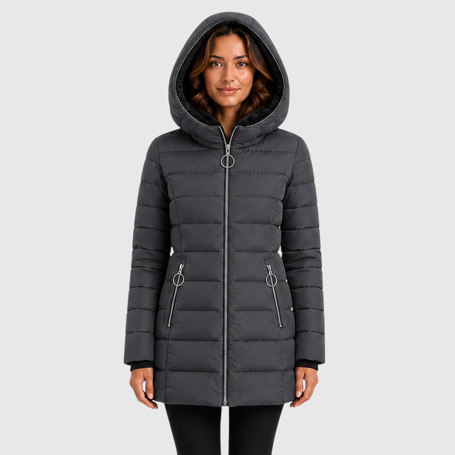 Monvaline | Women's Long Hooded Puffer Jacket Warm Insulated Coat