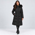 Monvaline | Women's Long Puffer Coat – Quilted Faux Fur Hood