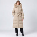Monvaline | Women's Long Puffer Coat with Fur Hood