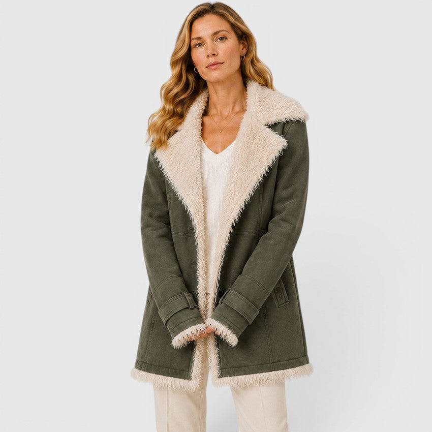 Monvaline | Women's Long Sleeve Lapel Coat Classic Slim Fit Outerwear