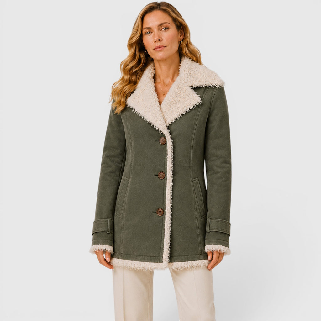 Monvaline | Women's Long Sleeve Lapel Coat Classic Slim Fit Outerwear