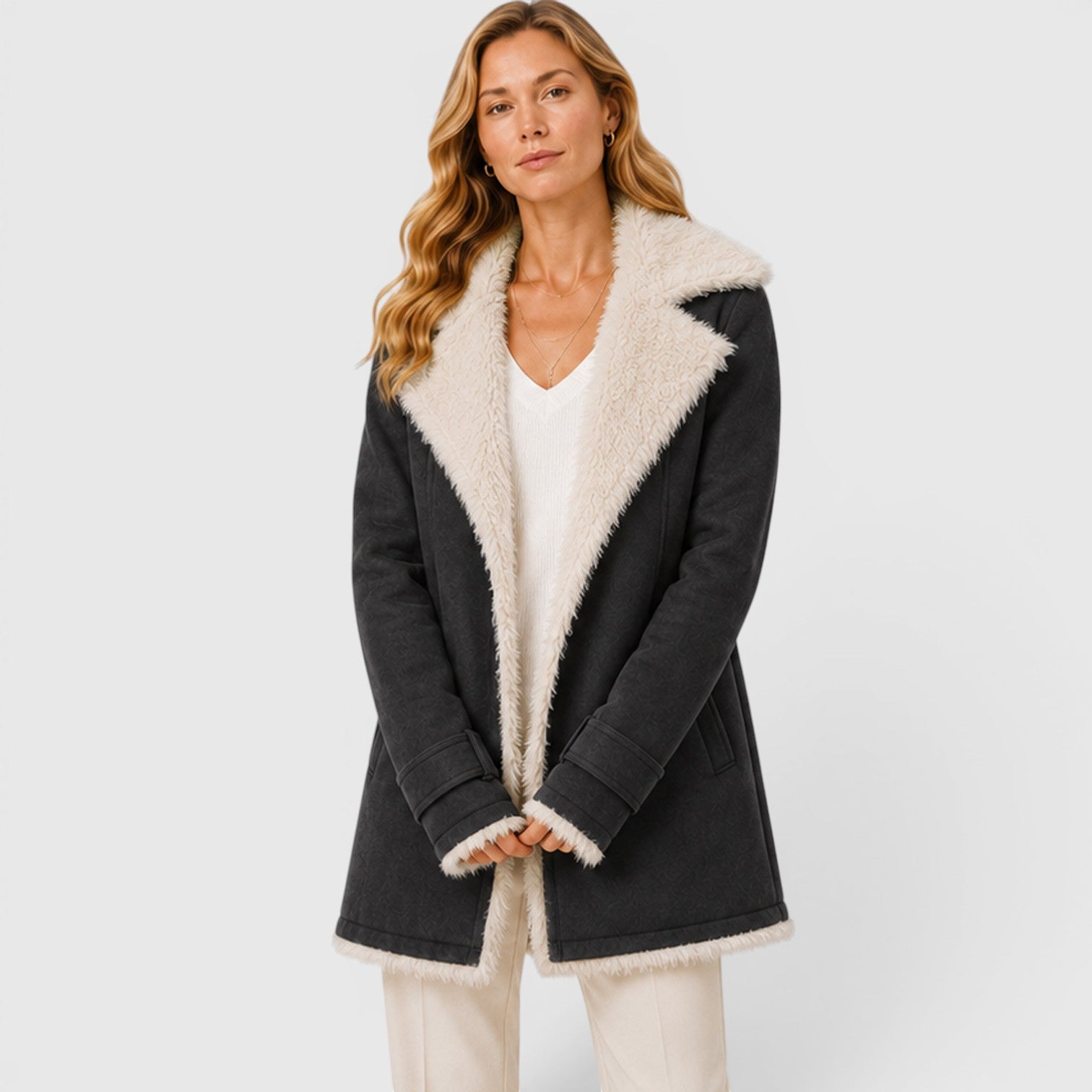 Monvaline | Women's Long Sleeve Lapel Coat Classic Slim Fit Outerwear