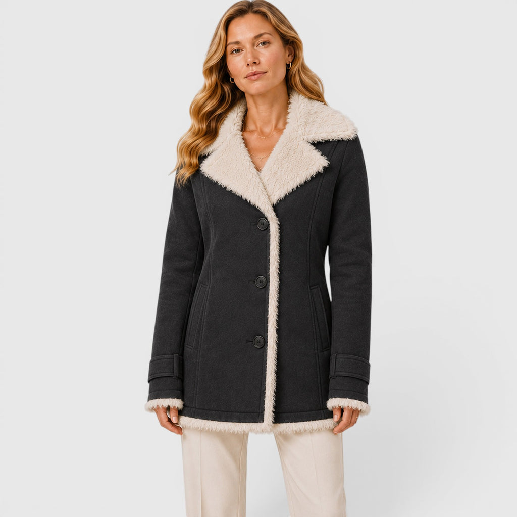 Monvaline | Women's Long Sleeve Lapel Coat Classic Slim Fit Outerwear