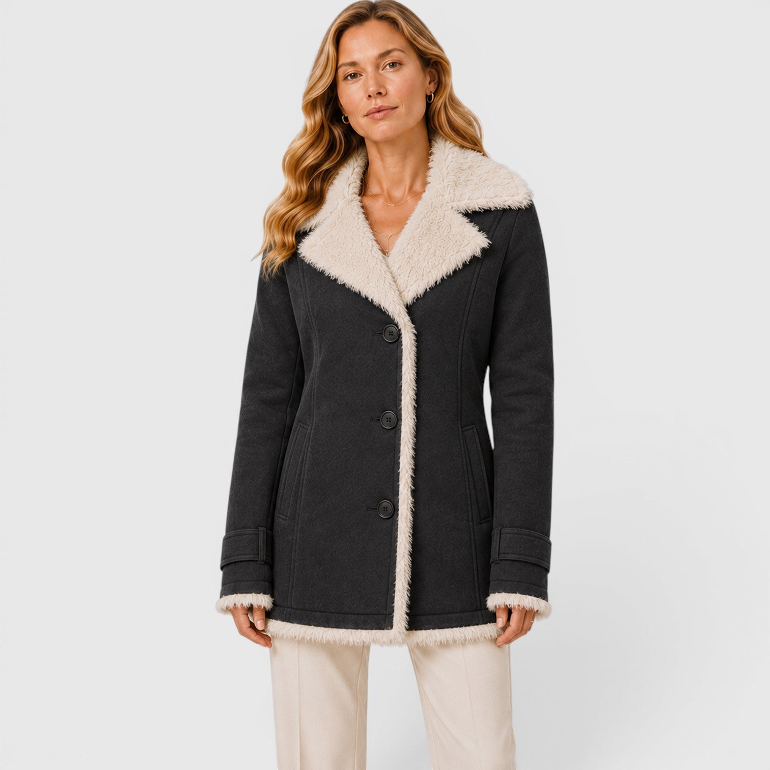 Monvaline | Women's Long Sleeve Lapel Coat Classic Slim Fit Outerwear
