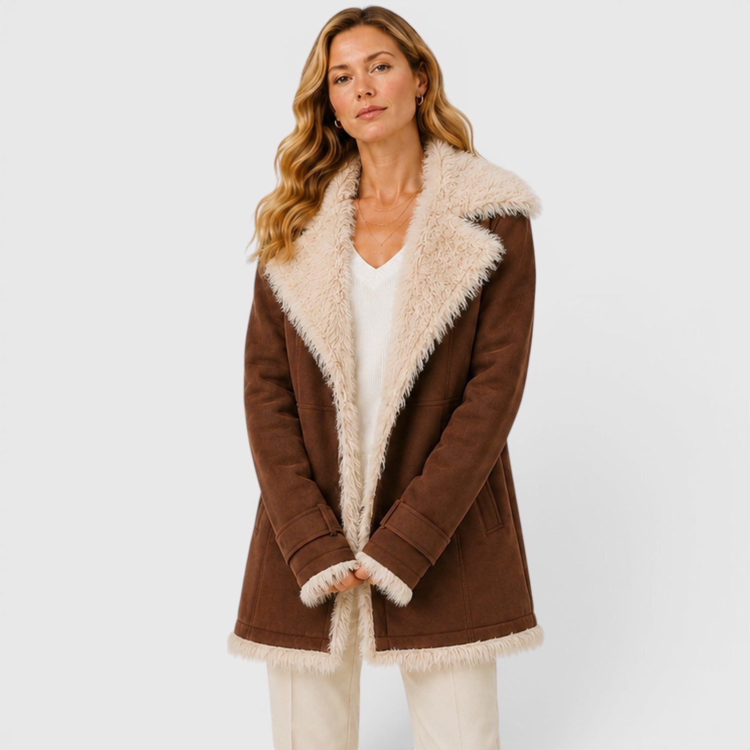 Monvaline | Women's Long Sleeve Lapel Coat Classic Slim Fit Outerwear
