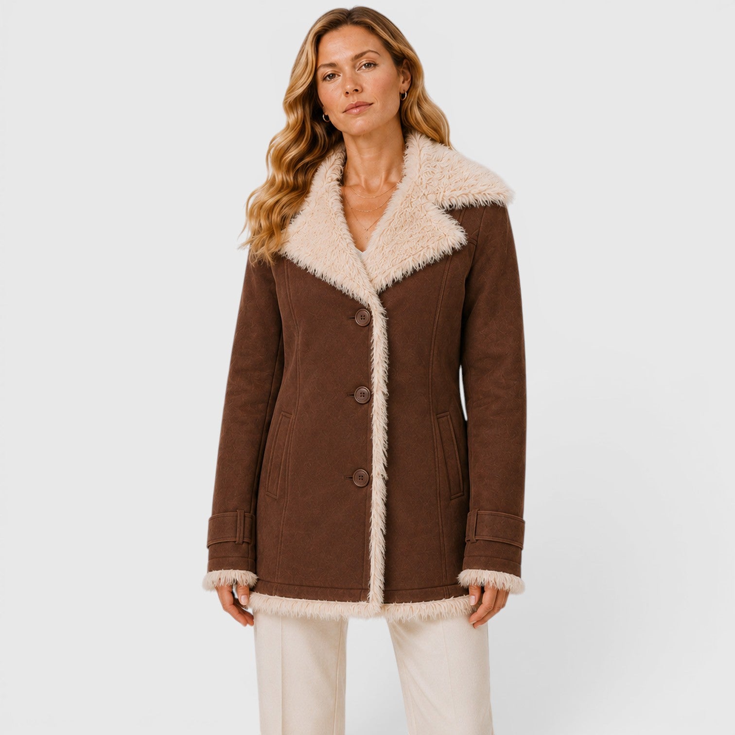 Monvaline | Women's Long Sleeve Lapel Coat Classic Slim Fit Outerwear