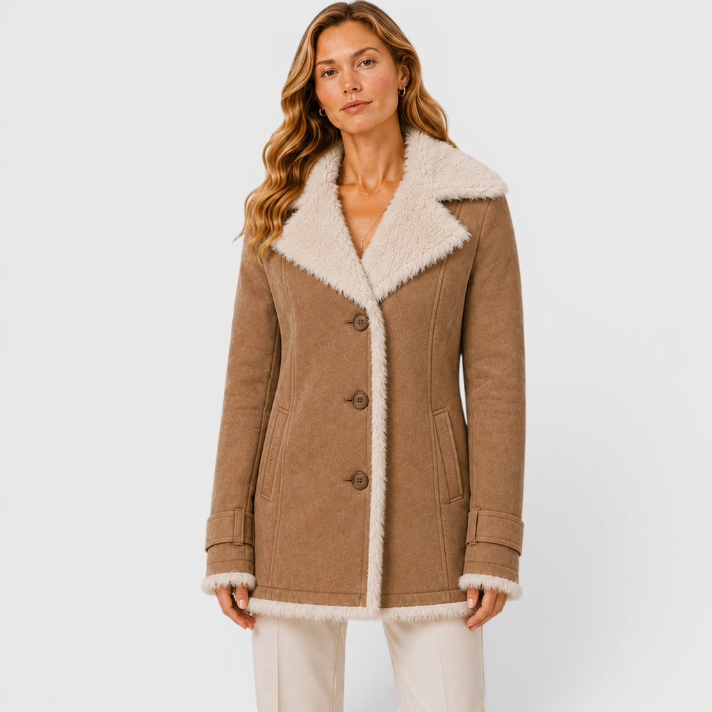 Monvaline | Women's Long Sleeve Lapel Coat Classic Slim Fit Outerwear