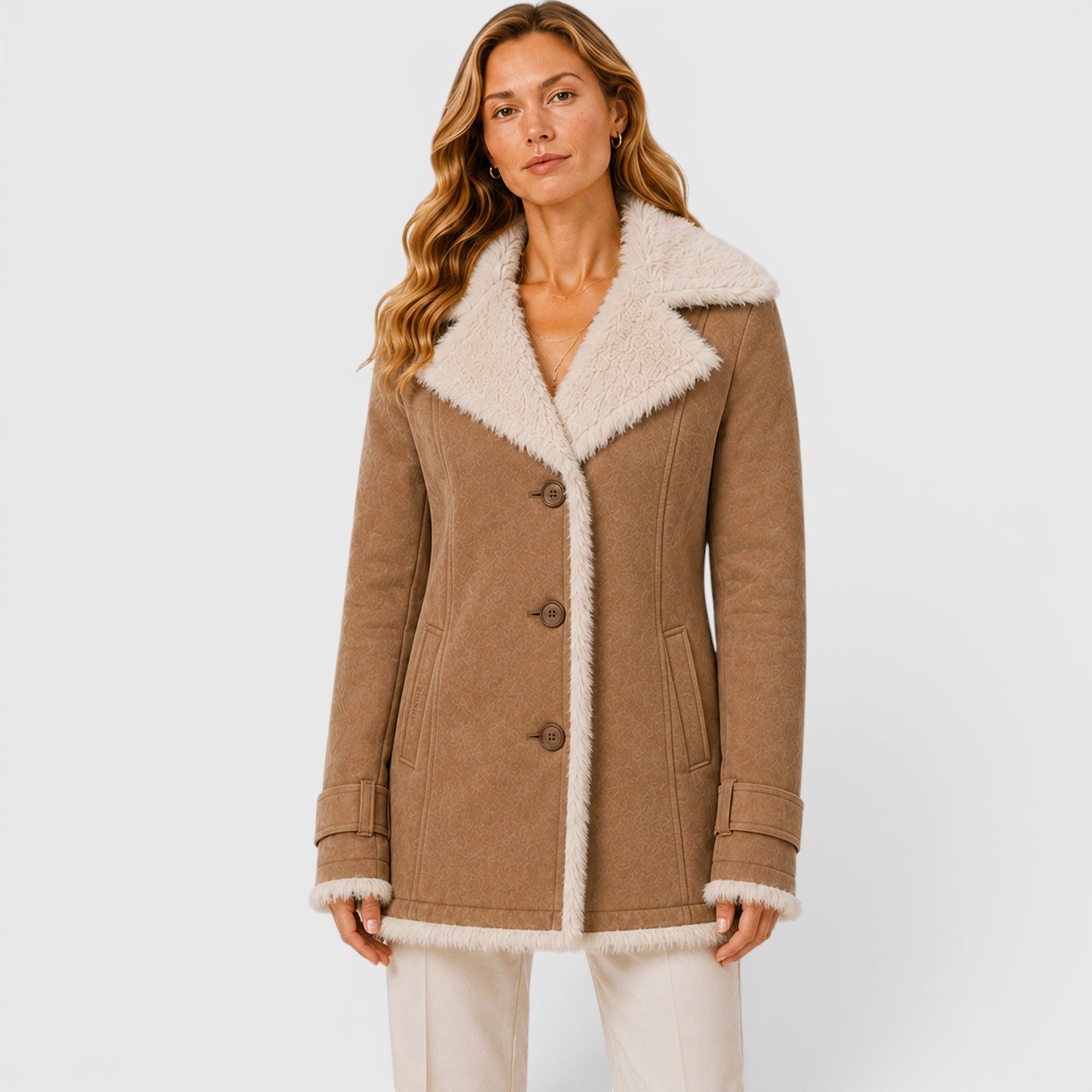 Monvaline | Women's Long Sleeve Lapel Coat Classic Slim Fit Outerwear