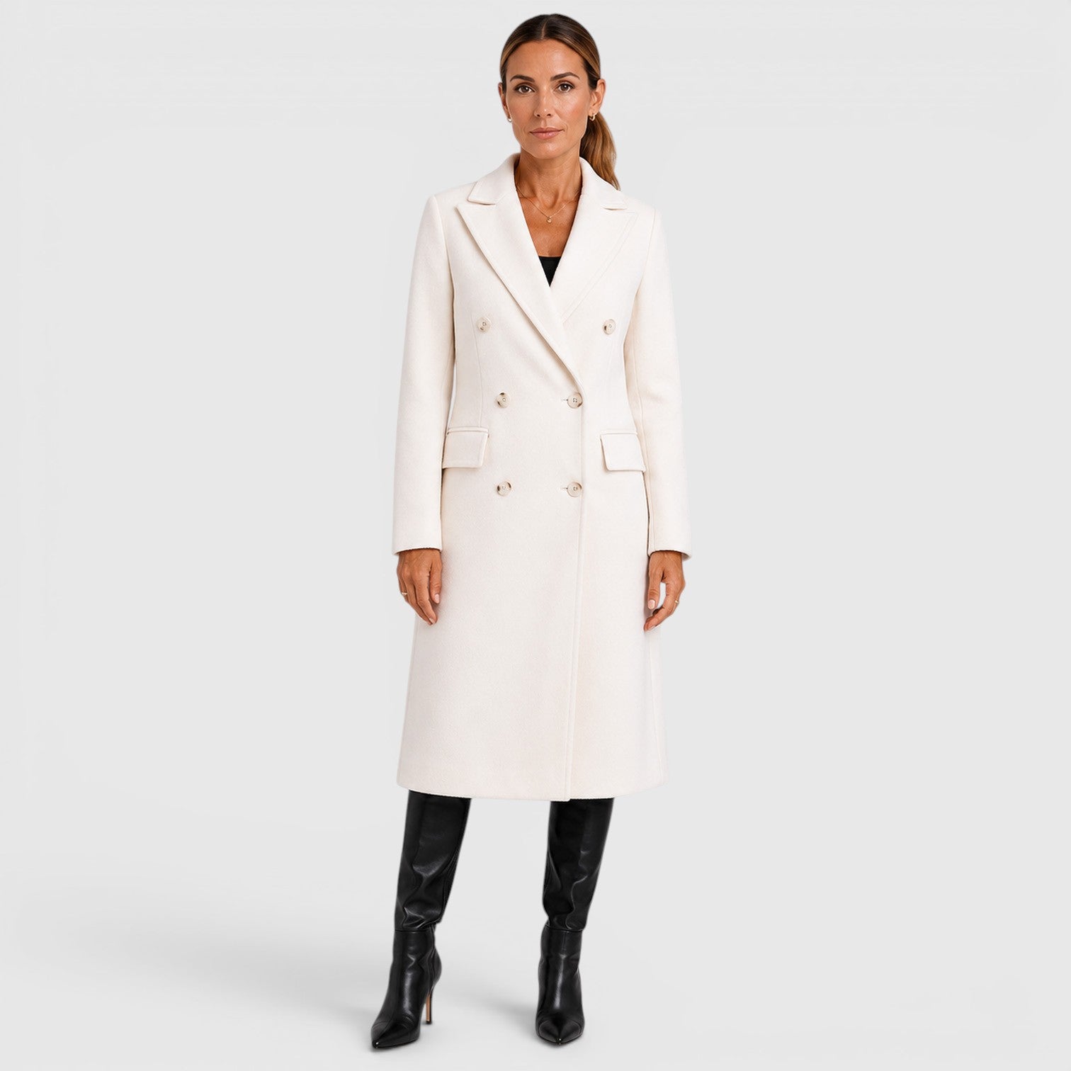 Monvaline | Women's Long Wool Blend Casual Overcoat