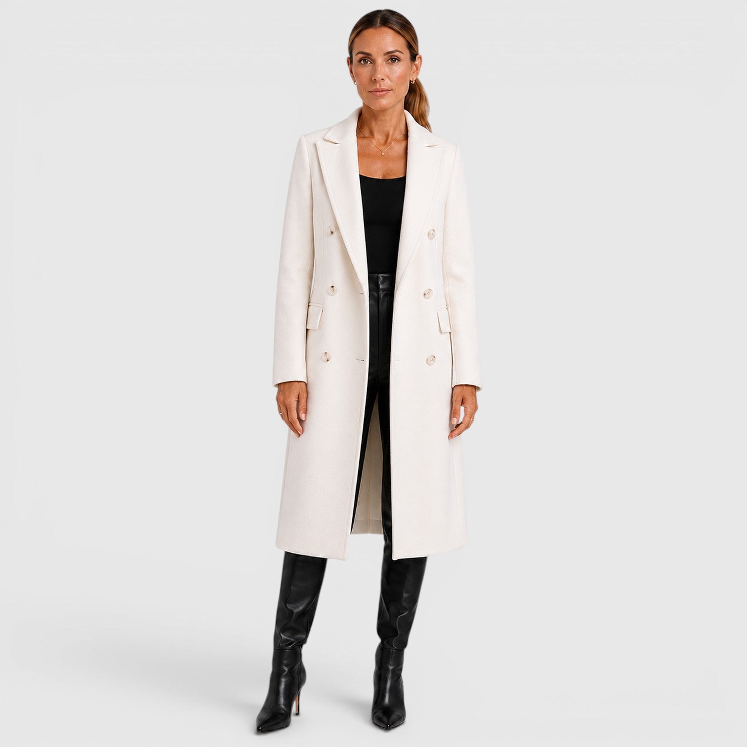 Monvaline | Women's Long Wool Blend Casual Overcoat