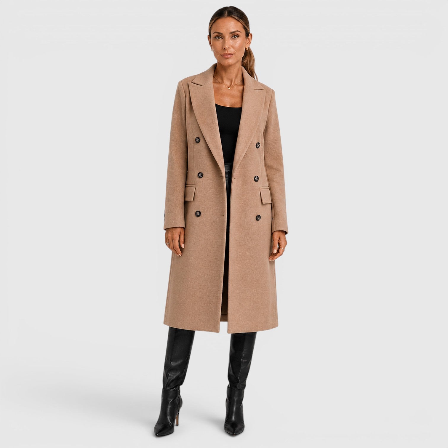 Monvaline | Women's Long Wool Blend Casual Overcoat