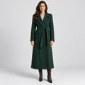 Monvaline | Women's Long Wool Blend Coat with Waist Belt