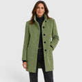 Monvaline | Women's Long Wool Coat – Tailored Button Front