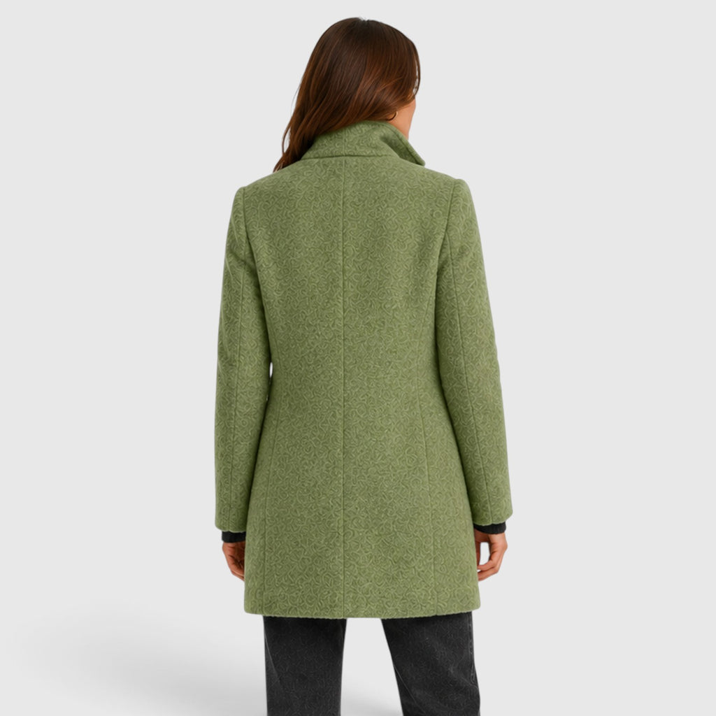 Monvaline | Women's Long Wool Coat – Tailored Button Front