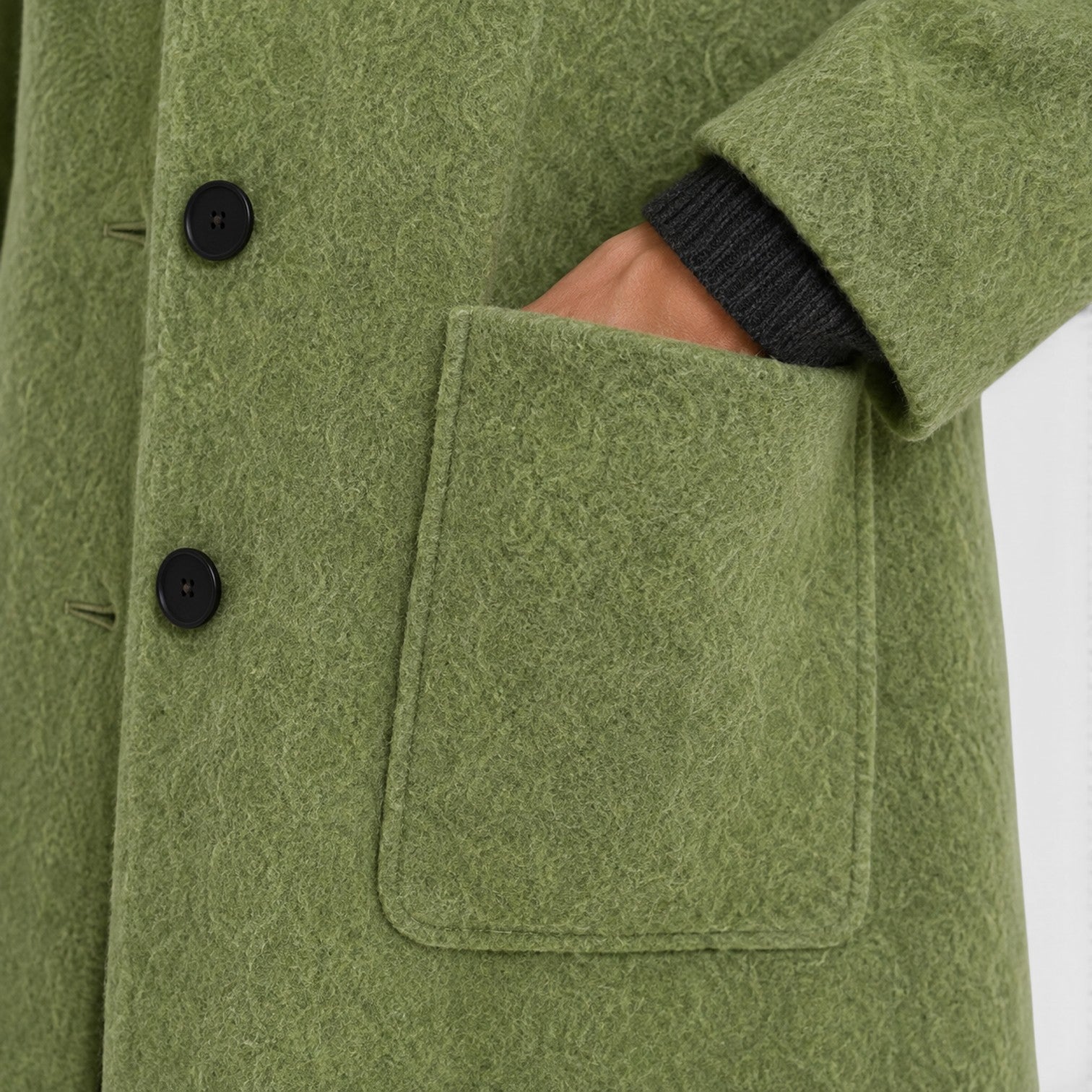 Monvaline | Women's Long Wool Coat – Tailored Button Front