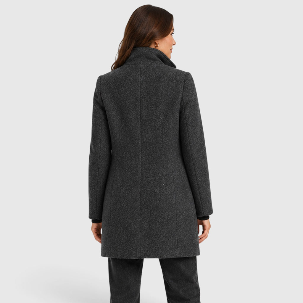 Monvaline | Women's Long Wool Coat – Tailored Button Front