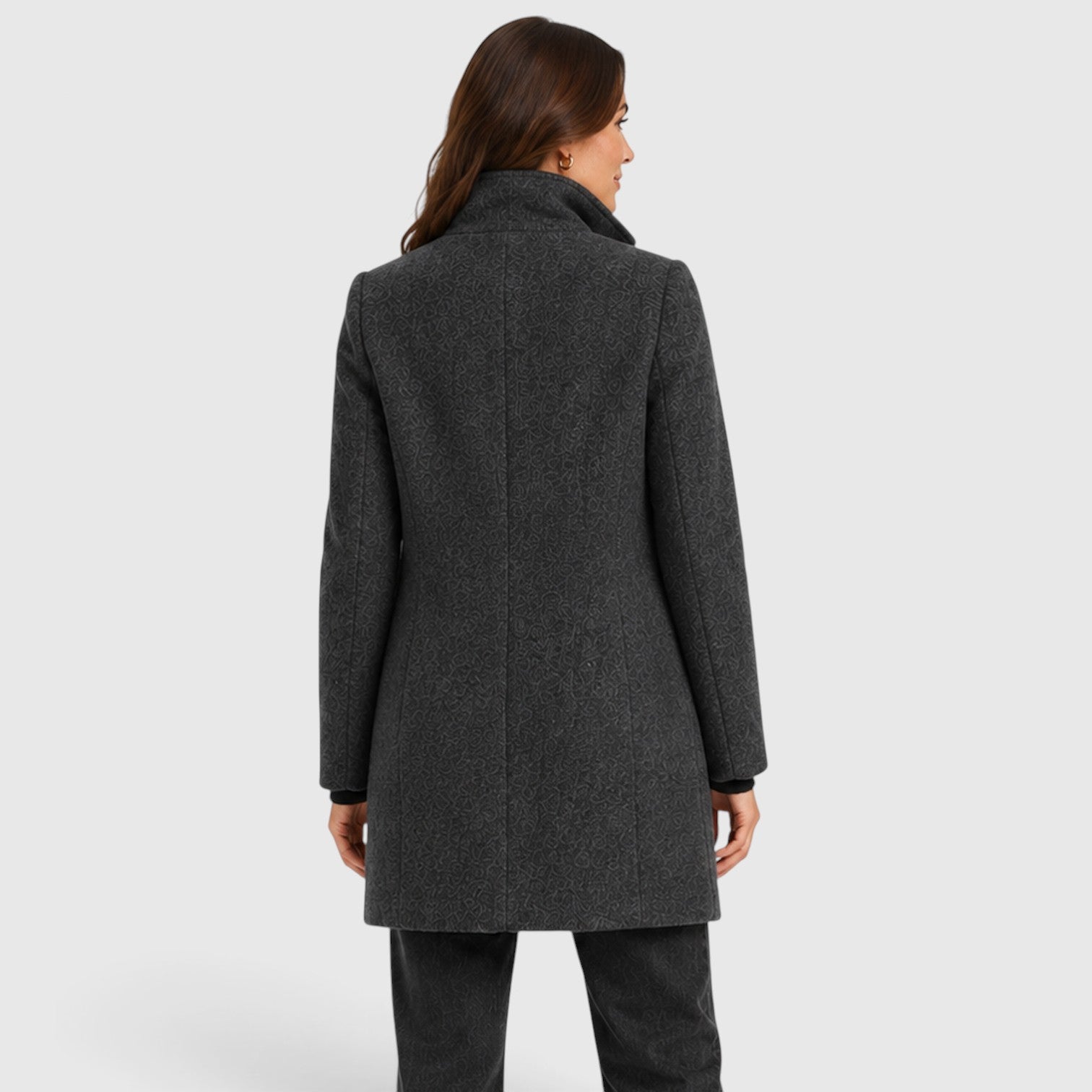 Monvaline | Women's Long Wool Coat – Tailored Button Front